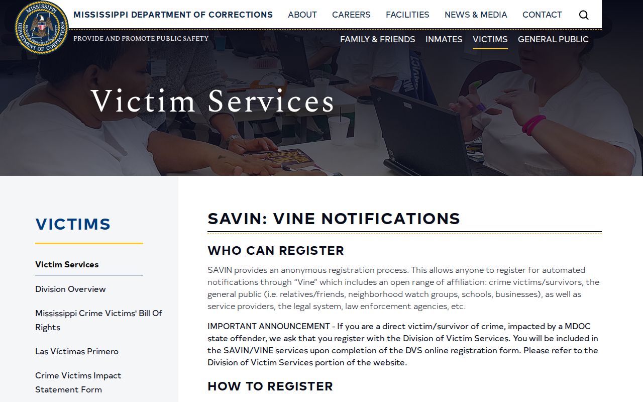 Calhoun County VINELink release and custody event coverage through MS SAVIN